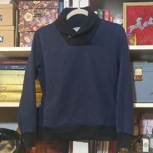 Guideboat Navy and Black Shawl Collar Pullover Sweatshirt Size Womens Medium